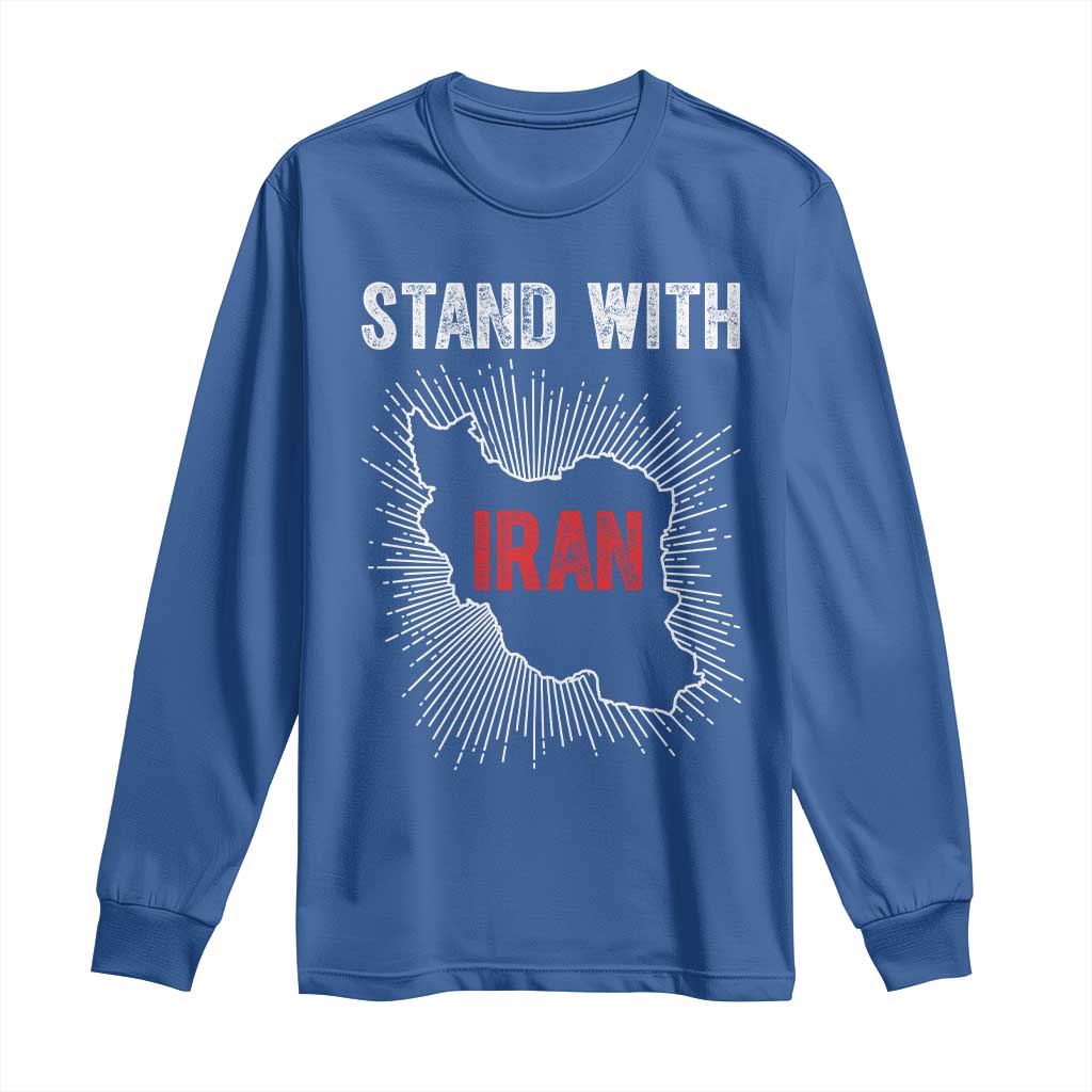 Free Iran Support Long Sleeve Shirt Stand With Iran TS14 Royal Blue Print Your Wear