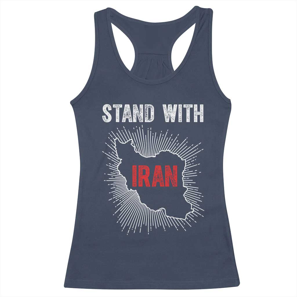 Free Iran Support Racerback Tank Top Stand With Iran TS14 Navy Print Your Wear