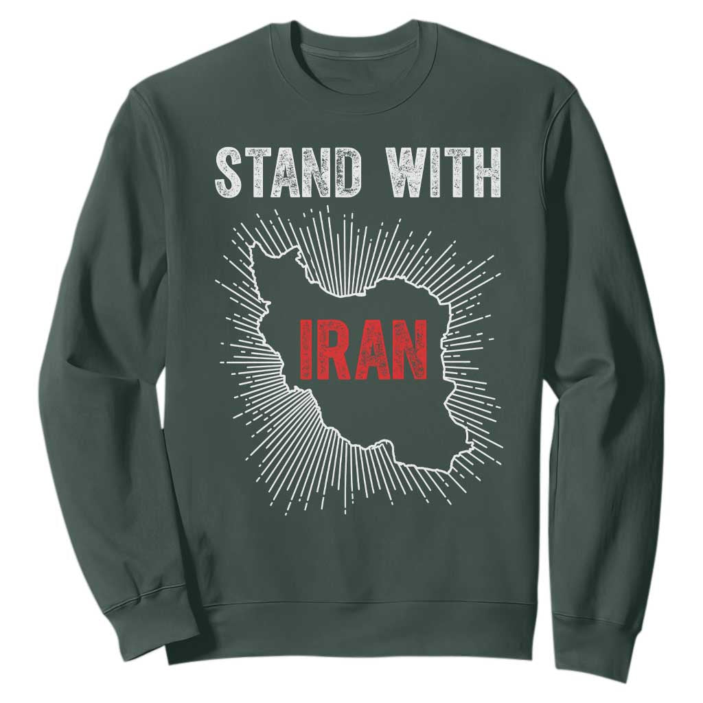 Free Iran Support Sweatshirt Stand With Iran TS14 Dark Forest Green Print Your Wear
