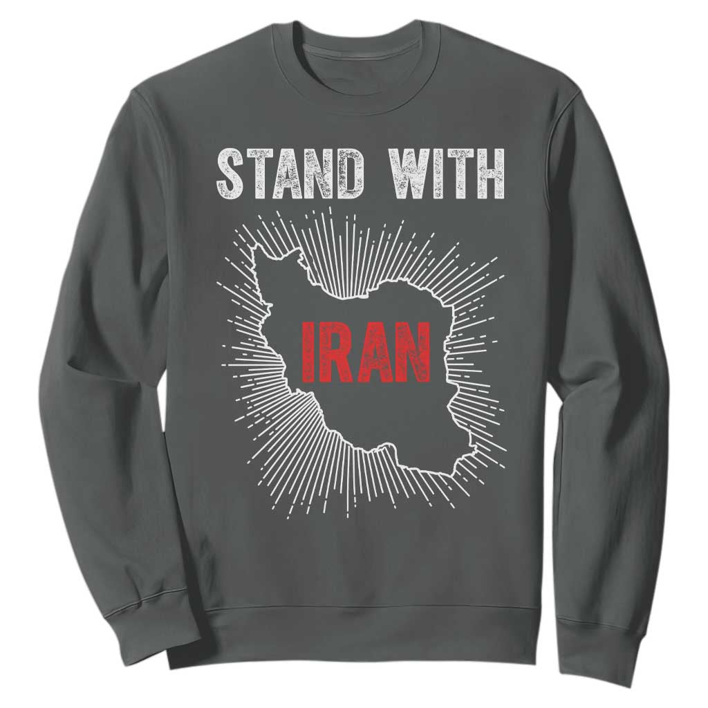 Free Iran Support Sweatshirt Stand With Iran TS14 Dark Heather Print Your Wear