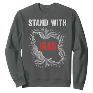 Free Iran Support Sweatshirt Stand With Iran TS14 Dark Heather Print Your Wear