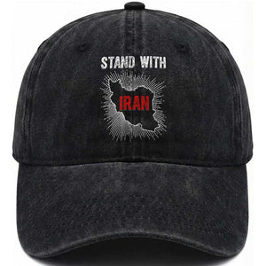 Free Iran Support Washed Cotton Baseball Cap Stand With Iran TS14 Washed Cap Universal Fit Black Print Your Wear