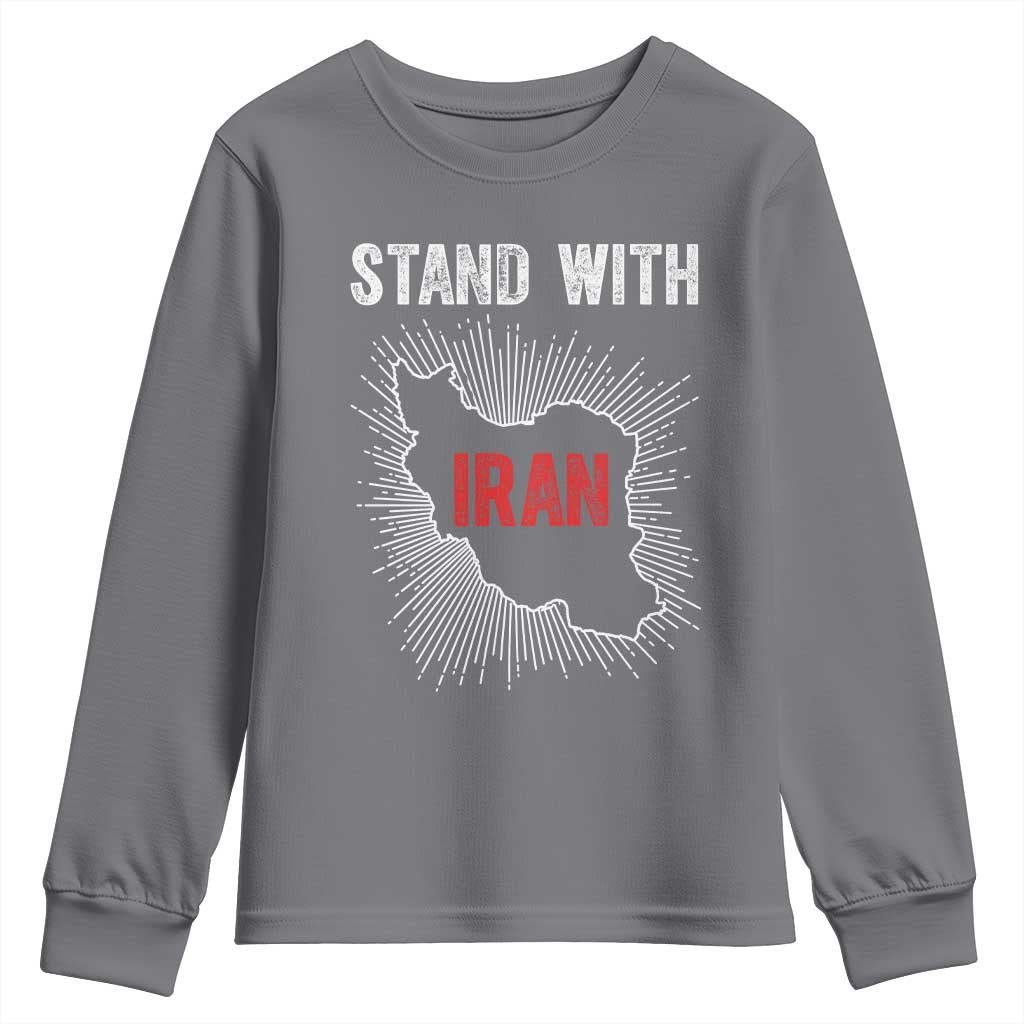 Free Iran Support Youth Sweatshirt Stand With Iran TS14 Charcoal Print Your Wear