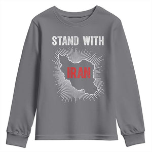 Free Iran Support Youth Sweatshirt Stand With Iran TS14 Charcoal Print Your Wear