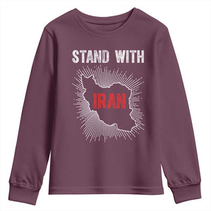 Free Iran Support Youth Sweatshirt Stand With Iran TS14 Maroon Print Your Wear