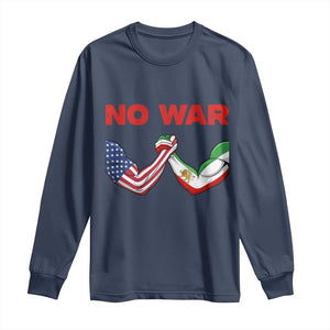 Free Iran Long Sleeve Shirt No War Support Iranian Freedom TS14 Navy Print Your Wear