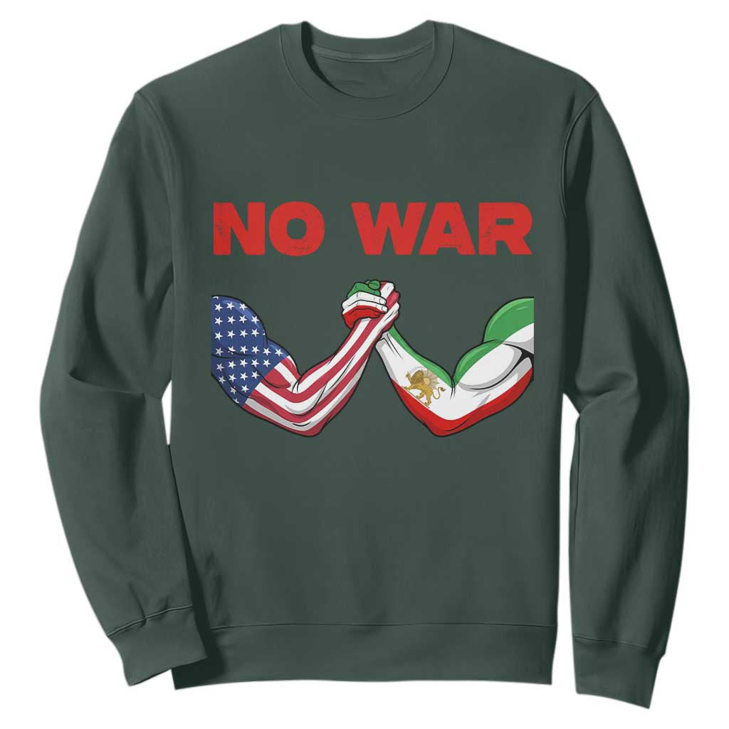 Free Iran Sweatshirt No War Support Iranian Freedom TS14 Dark Forest Green Print Your Wear