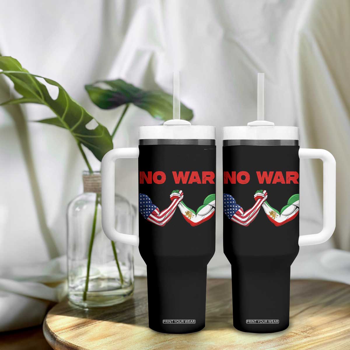 Free Iran Tumbler With Handle No War Support Iranian Freedom TS14 Print Your Wear