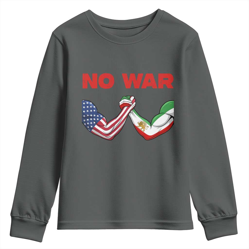 Free Iran Youth Sweatshirt No War Support Iranian Freedom TS14 Dark Heather Print Your Wear
