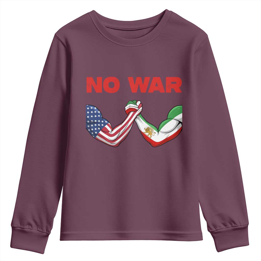 Free Iran Youth Sweatshirt No War Support Iranian Freedom TS14 Maroon Print Your Wear