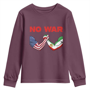 Free Iran Youth Sweatshirt No War Support Iranian Freedom TS14 Maroon Print Your Wear