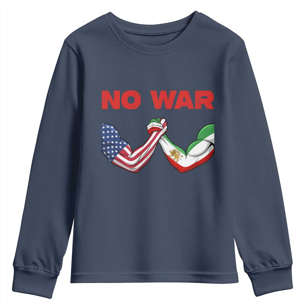Free Iran Youth Sweatshirt No War Support Iranian Freedom TS14 Navy Print Your Wear