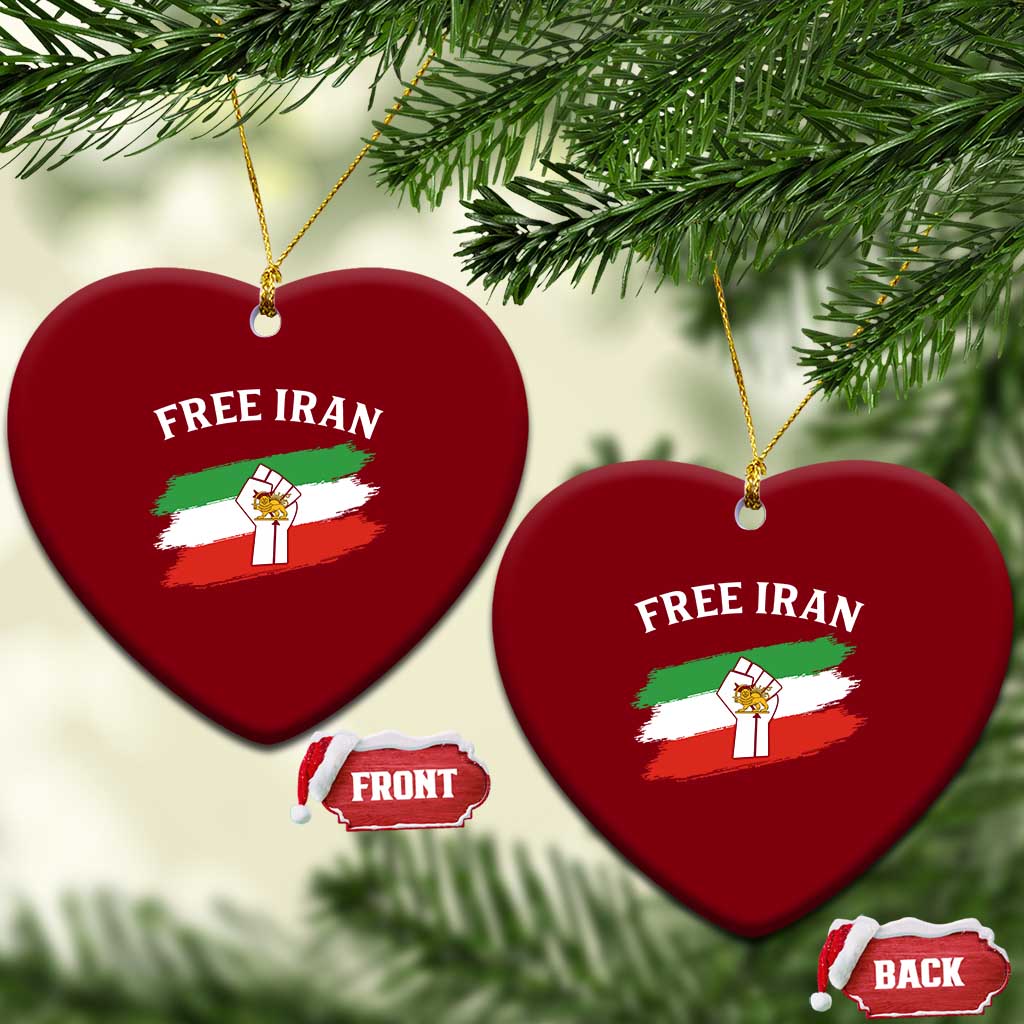 Free Iran Ceramic Ornament Support Iranian Freedom No War TS14 Print Your Wear
