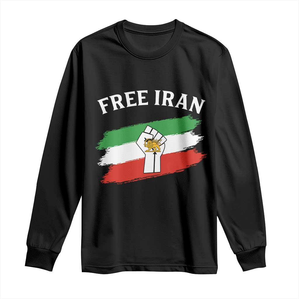 Free Iran Long Sleeve Shirt Support Iranian Freedom No War TS14 Black Print Your Wear