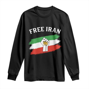 Free Iran Long Sleeve Shirt Support Iranian Freedom No War TS14 Black Print Your Wear