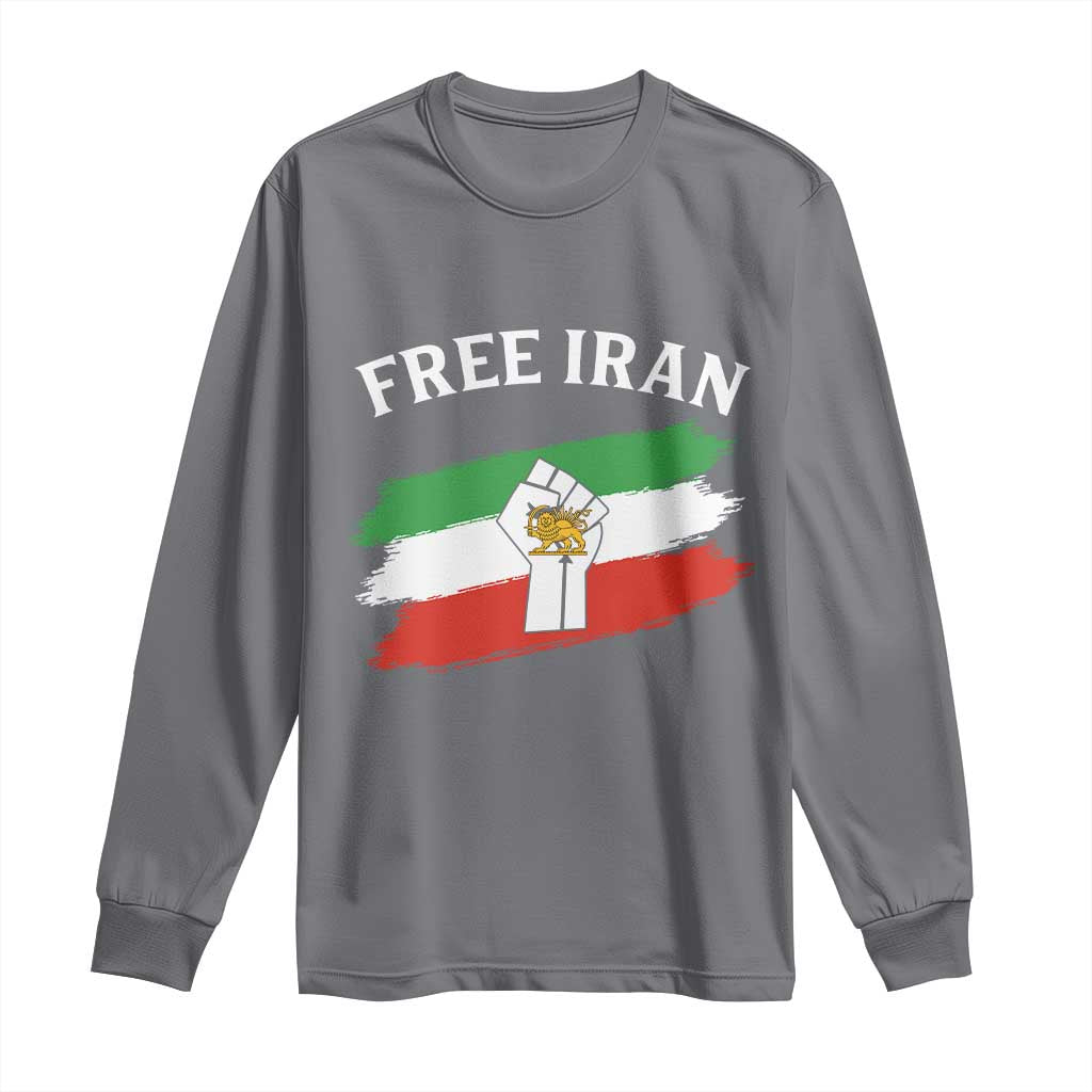 Free Iran Long Sleeve Shirt Support Iranian Freedom No War TS14 Charcoal Print Your Wear