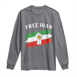 Free Iran Long Sleeve Shirt Support Iranian Freedom No War TS14 Charcoal Print Your Wear