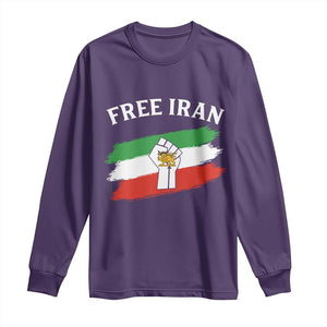 Free Iran Long Sleeve Shirt Support Iranian Freedom No War TS14 Purple Print Your Wear