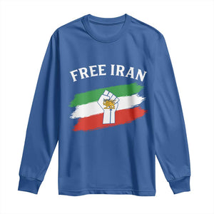 Free Iran Long Sleeve Shirt Support Iranian Freedom No War TS14 Royal Blue Print Your Wear