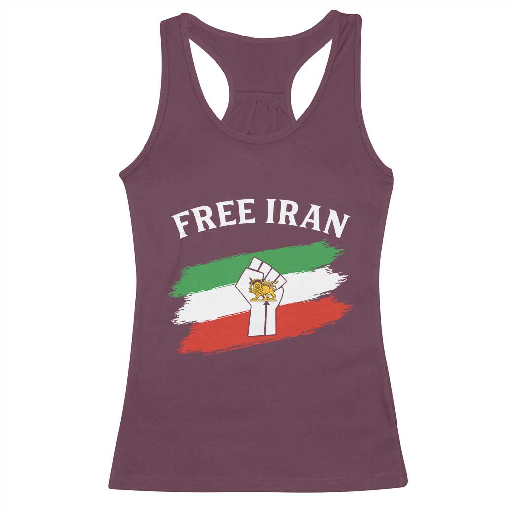 Free Iran Racerback Tank Top Support Iranian Freedom No War TS14 Maroon Print Your Wear