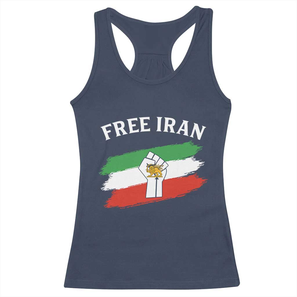 Free Iran Racerback Tank Top Support Iranian Freedom No War TS14 Navy Print Your Wear