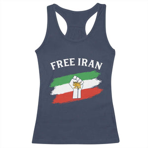 Free Iran Racerback Tank Top Support Iranian Freedom No War TS14 Navy Print Your Wear