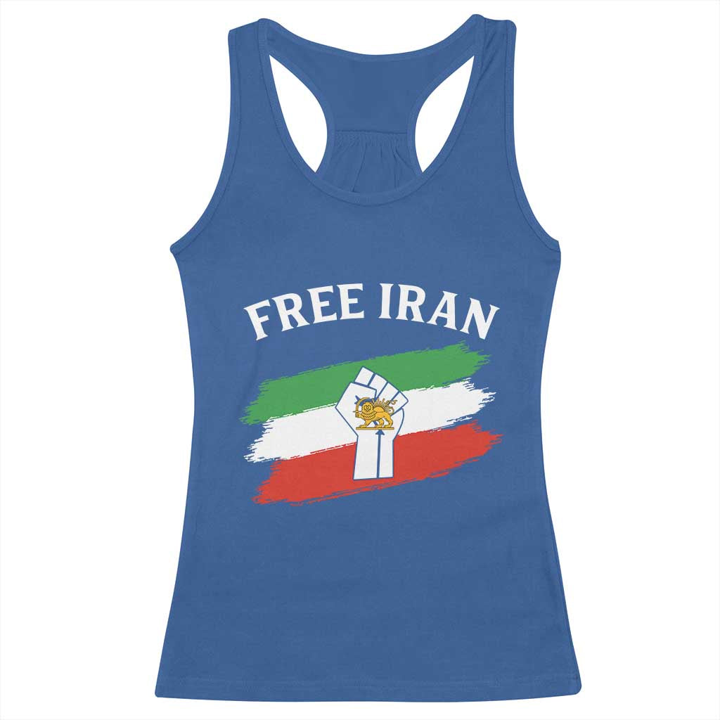 Free Iran Racerback Tank Top Support Iranian Freedom No War TS14 Royal Blue Print Your Wear