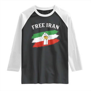 Free Iran Raglan Shirt Support Iranian Freedom No War TS14 Black White Print Your Wear