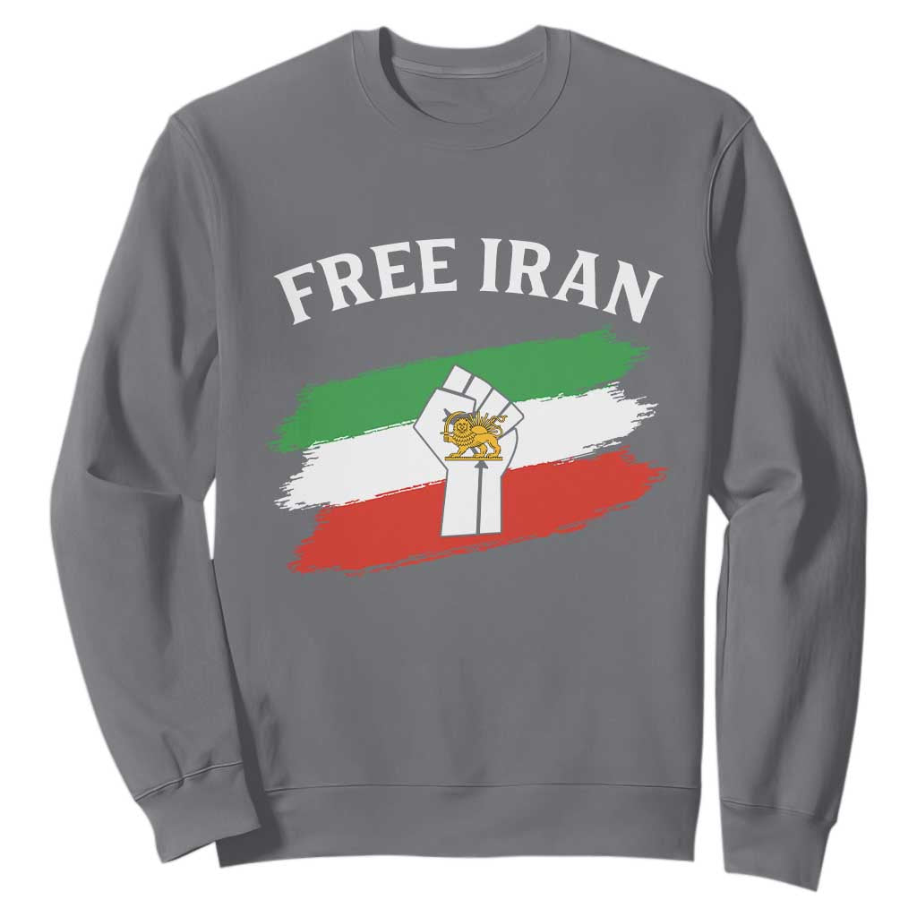 Free Iran Sweatshirt Support Iranian Freedom No War TS14 Charcoal Print Your Wear