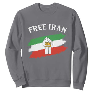 Free Iran Sweatshirt Support Iranian Freedom No War TS14 Charcoal Print Your Wear