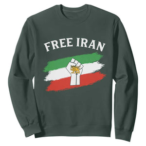 Free Iran Sweatshirt Support Iranian Freedom No War TS14 Dark Forest Green Print Your Wear