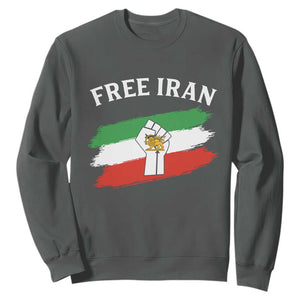 Free Iran Sweatshirt Support Iranian Freedom No War TS14 Dark Heather Print Your Wear