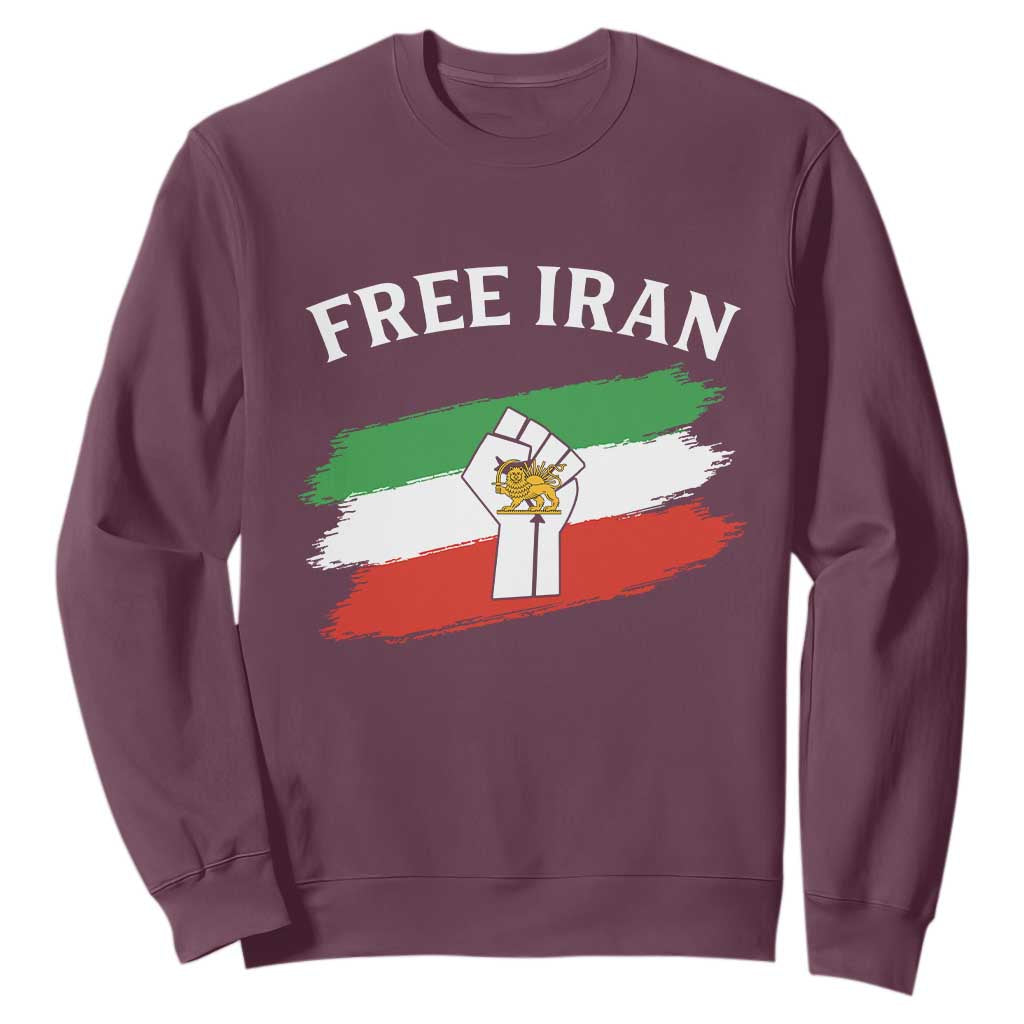 Free Iran Sweatshirt Support Iranian Freedom No War TS14 Maroon Print Your Wear