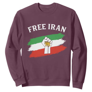 Free Iran Sweatshirt Support Iranian Freedom No War TS14 Maroon Print Your Wear