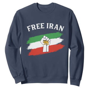 Free Iran Sweatshirt Support Iranian Freedom No War TS14 Navy Print Your Wear