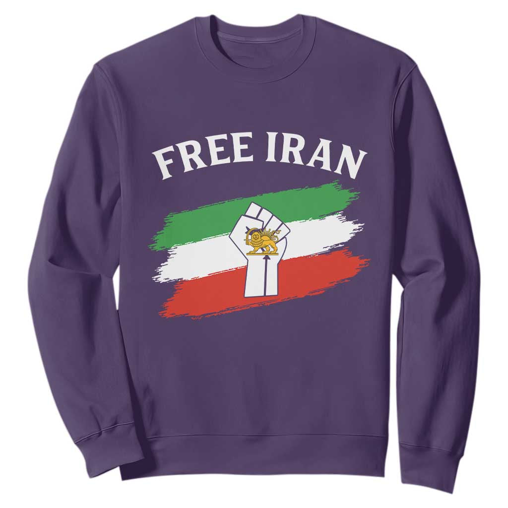 Free Iran Sweatshirt Support Iranian Freedom No War TS14 Purple Print Your Wear