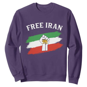 Free Iran Sweatshirt Support Iranian Freedom No War TS14 Purple Print Your Wear