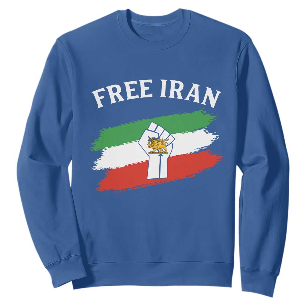 Free Iran Sweatshirt Support Iranian Freedom No War TS14 Royal Blue Print Your Wear