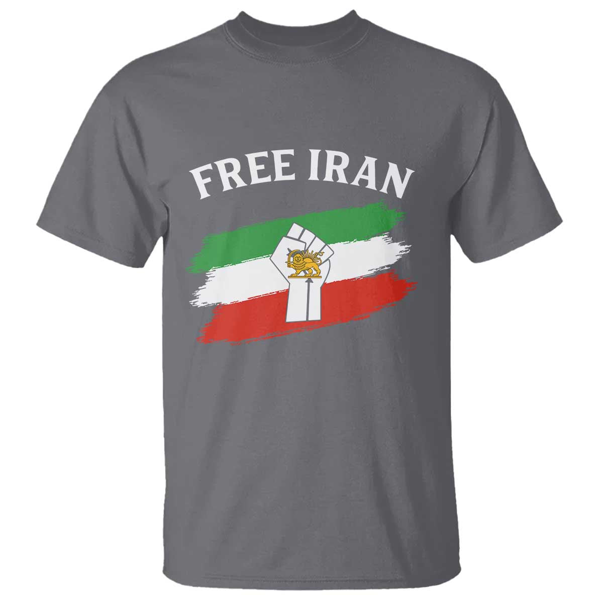 Free Iran T Shirt Support Iranian Freedom No War TS14 Charcoal Print Your Wear