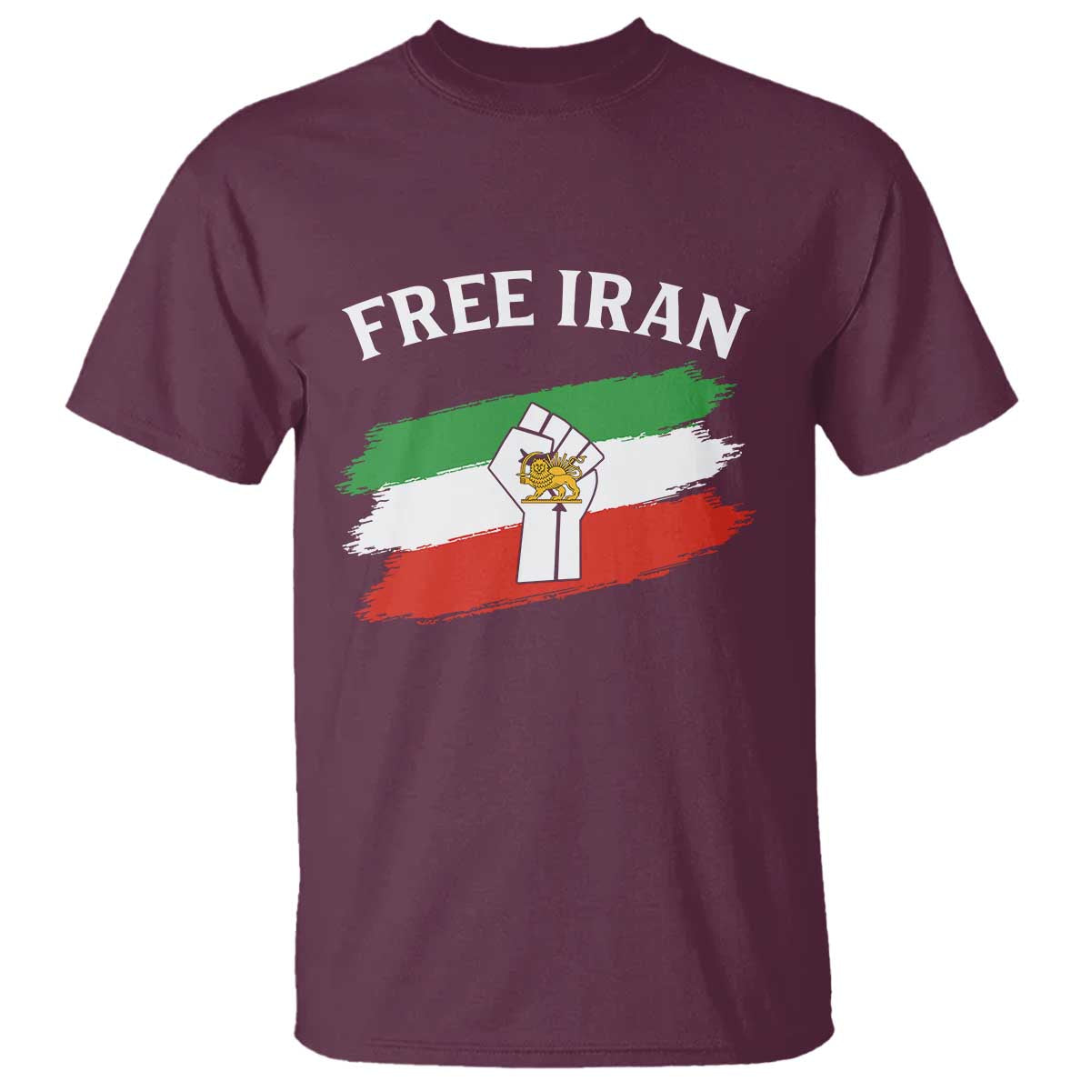 Free Iran T Shirt Support Iranian Freedom No War TS14 Maroon Print Your Wear