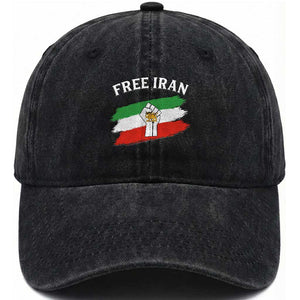 Free Iran Washed Cotton Baseball Cap Support Iranian Freedom No War TS14 Washed Cap Universal Fit Black Print Your Wear