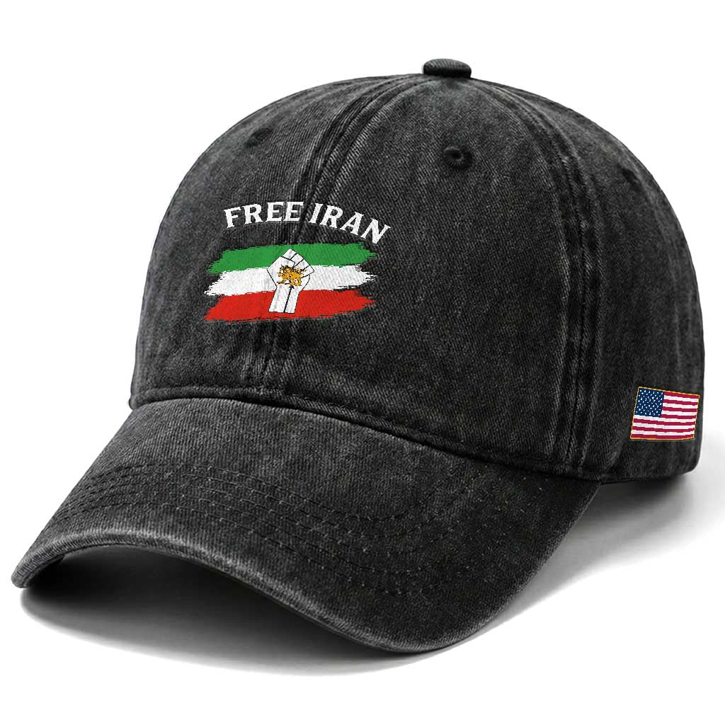 Free Iran Washed Cotton Baseball Cap Support Iranian Freedom No War TS14 Print Your Wear