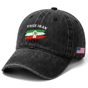 Free Iran Washed Cotton Baseball Cap Support Iranian Freedom No War TS14 Print Your Wear