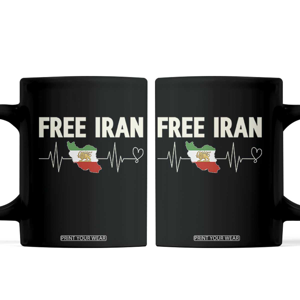 Free Iran Flag Coffee Mug Support Iranian Freedom TS14 Black Print Your Wear