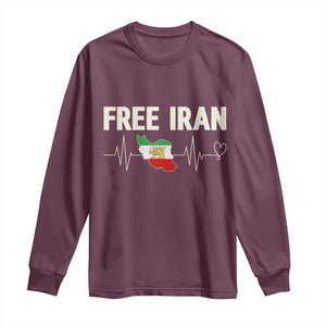 Free Iran Flag Long Sleeve Shirt Support Iranian Freedom TS14 Maroon Print Your Wear