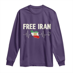 Free Iran Flag Long Sleeve Shirt Support Iranian Freedom TS14 Purple Print Your Wear