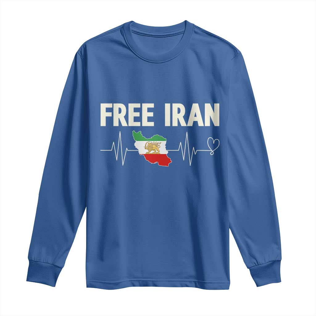 Free Iran Flag Long Sleeve Shirt Support Iranian Freedom TS14 Royal Blue Print Your Wear