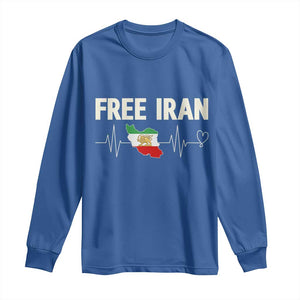 Free Iran Flag Long Sleeve Shirt Support Iranian Freedom TS14 Royal Blue Print Your Wear