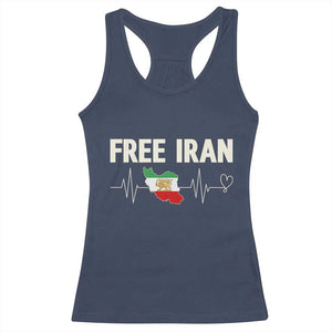 Free Iran Flag Racerback Tank Top Support Iranian Freedom TS14 Navy Print Your Wear