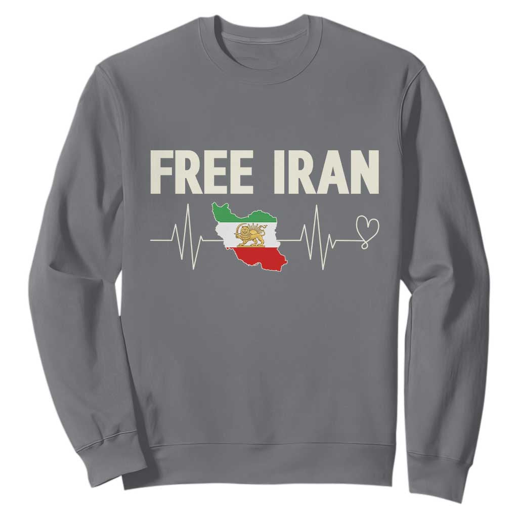 Free Iran Flag Sweatshirt Support Iranian Freedom TS14 Charcoal Print Your Wear